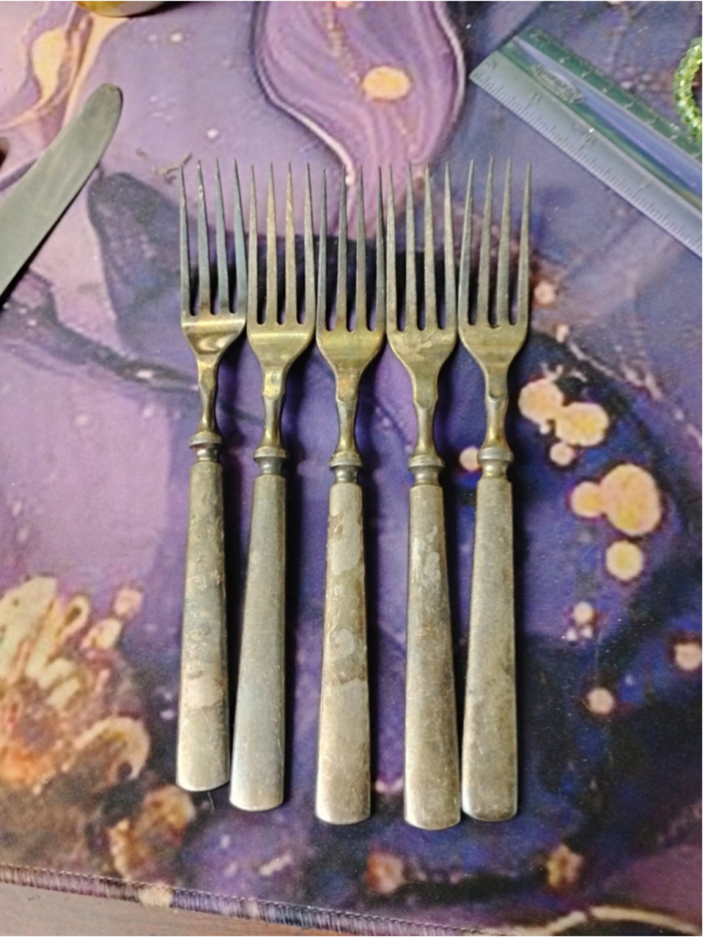 Antique Rogers & Bro. 12 Silver Plate Fork Waterbury‎ Conn 7 3/4" Set Of 5